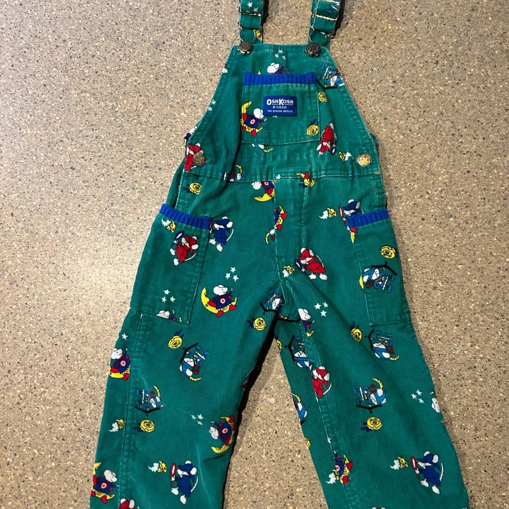 Vintage OshKosh B'gosh Corduroy Mouse Print Overalls